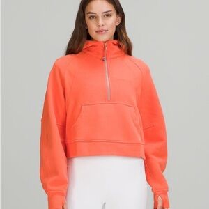Lululemon Warm Coral half zip scuba hoodie- Orange Cropped Oversized Sweatshirt